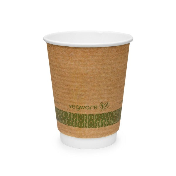 Vegware™ 89-Series compostable 12-oz Double Wall Brown Kraft Hot Beverage Cups are made from sustainably sourced board and lined with plant-based PLA that's independently certified to break down in landfill within 12 weeks. Perfect for tea, coffee or soup.