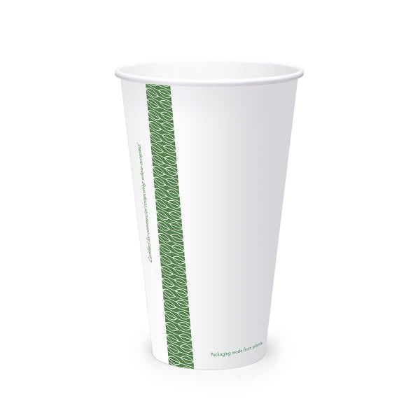 Vegware™ 96-Series compostable 22-oz plant-based paper cold beverage cups are made from sustainable board that is lined on both sides with plant-based PLA -an eco-friendly plastic alternative. Independently certified to break down in 12 weeks.