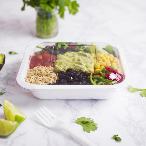 Made from plant-based PLA, these clear Eco lids fit size 4 bases in Vegware's Gourmet range. 