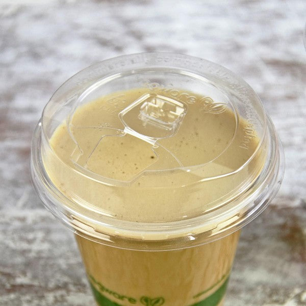 Vegware™ C96F-SP Compostable 96 Series PLA Flat Sipping Lid with Cap (1000ct) - image 2