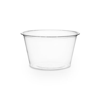 3oz PLA portion pot for cold toppings or sauces, mini snack or protein pots, or sampling. The in-between size your sauce station was missing: 3oz holds a generous dressing, guacamole or protein bite where 2oz is too small and 4oz too much.