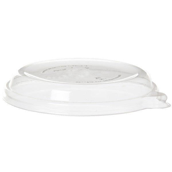 PLA lid for molded fiber coupe bowls. The clear cover for 12-16oz Nourish coupe bowls, ideal for cold salads, fruit and yogurt parfaits on display.
