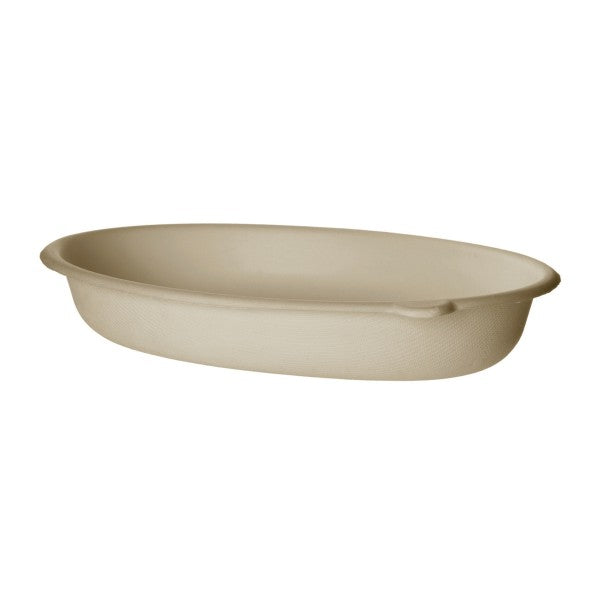 Vegware™ VW-SCV32NFA Compostable Nourish Gourmet 32oz Oval Bowl, Natural Molded Fiber (300ct)