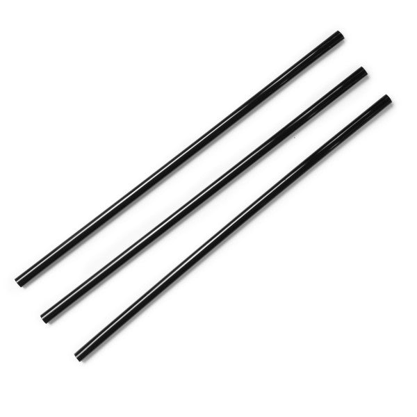 PLA drinking straw, great for cocktails or cold drinks. Sleek, short and bar-ready, this black 3mm sipper is sized for rocks glasses, highballs and stirring a martini.