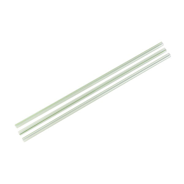 PLA drinking straw, great for cocktails or cold drinks. The classic soda-fountain straw, reimagined in plant-based PLA: crisp, clear and finished with a green stripe.