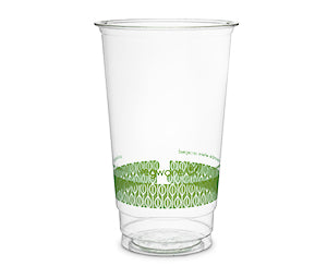 Vegware™ 96-Series compostable 24-oz Standard Clear Cold Drink Cups are made from PLA -an Eco-friendly plastic alternative that's independently certified to break down in landfill within 12 weeks.