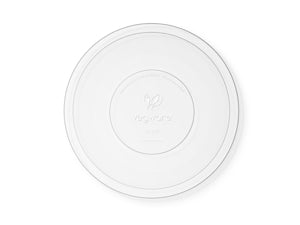 Vegware's wide, flat ad clear PLA lid fits Bon Appetit bowls  for the ultimate in style and versatility. 