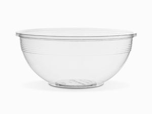 Vegware™ Bon Appetit 185-series compostable 32-ounce clear wide salad bowls are made from plant-based PLA -an Eco-friendly plastic alternative made from plants that's independently certified to break down to soil in 12 weeks.