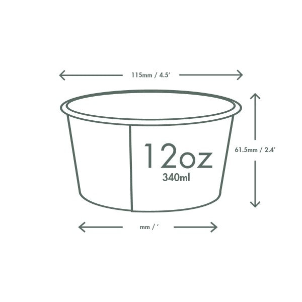 Ideal for ice cream sundaes, pastas, yogurt, stews, soups and more, Vegware™ 115-Series compostable 12-oz Paper Soup Containers are lined with plant-based PLA and independently certified to break down in 12 weeks.