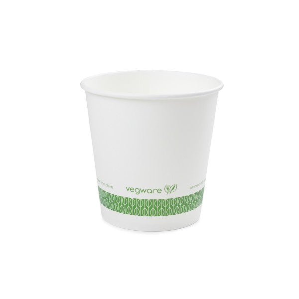 Ideal for ice cream sundaes, pastas, yogurt, stews, soups and more, Vegware™ 115-Series compostable 24-oz Paper Soup Containers are lined with plant-based PLA and independently certified to break down in 12 weeks.