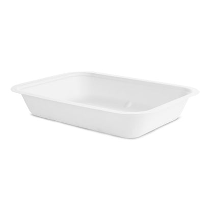 Made from from reclaimed sugarcane, these spill-proof compostable 42-ounce size 5 Bagasse gourmet food bases are good for hot or cold food and they're very sturdy and attractive.
