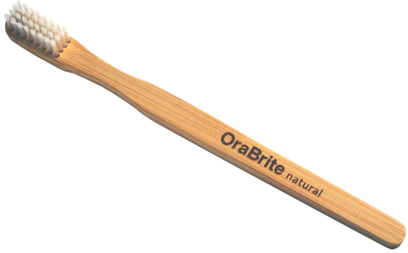 OraBrite® eco-friendly, quality-crafted 26 tuft adult compact head indicator toothbrushes are constructed of biodegradable bamboo, recyclable nylon-6 bristles and 100% recyclable paper packaging.