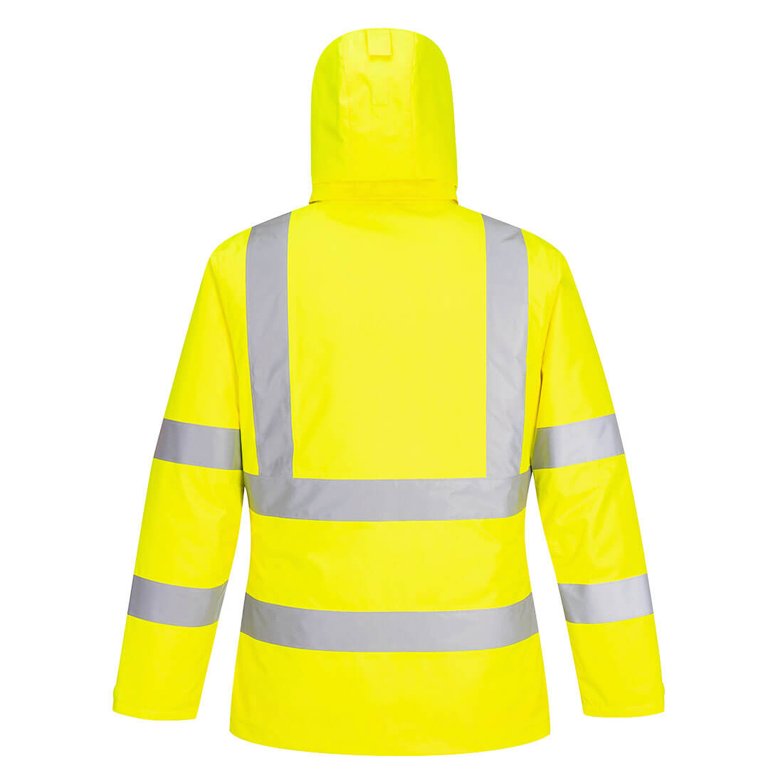 Portwest® Planet EC60 ECO Hi-Vis Winter Jackets are made with environmentally friendly recycled polyester and features reflective tape,  detachable lined hood, mic tabs, drawcord, internal pocket and water resistant fabric finish.