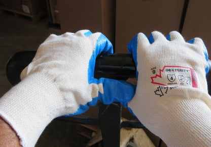 Superior Glove® Dexterity® NT 15-gauge Cotton Knit with Nitrile Palms are 100% biodegredable and provides superior abrasion and puncture resistance.