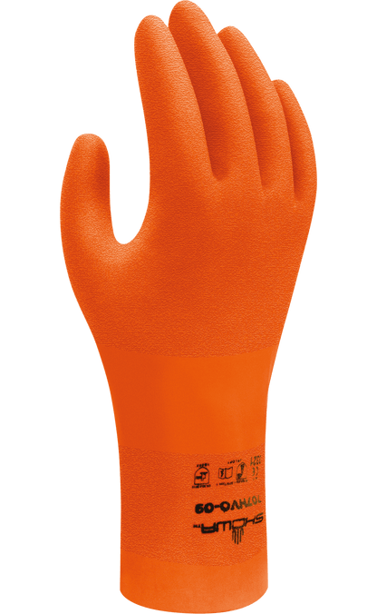 This unlined Hi-Vis orange Showa® 707HVO GreenCircle certified  9-mil reusable chemical-resistant nitrile glove with EBT (Eco-Best Technology®) is fully biodegradable and TAA compliant. 