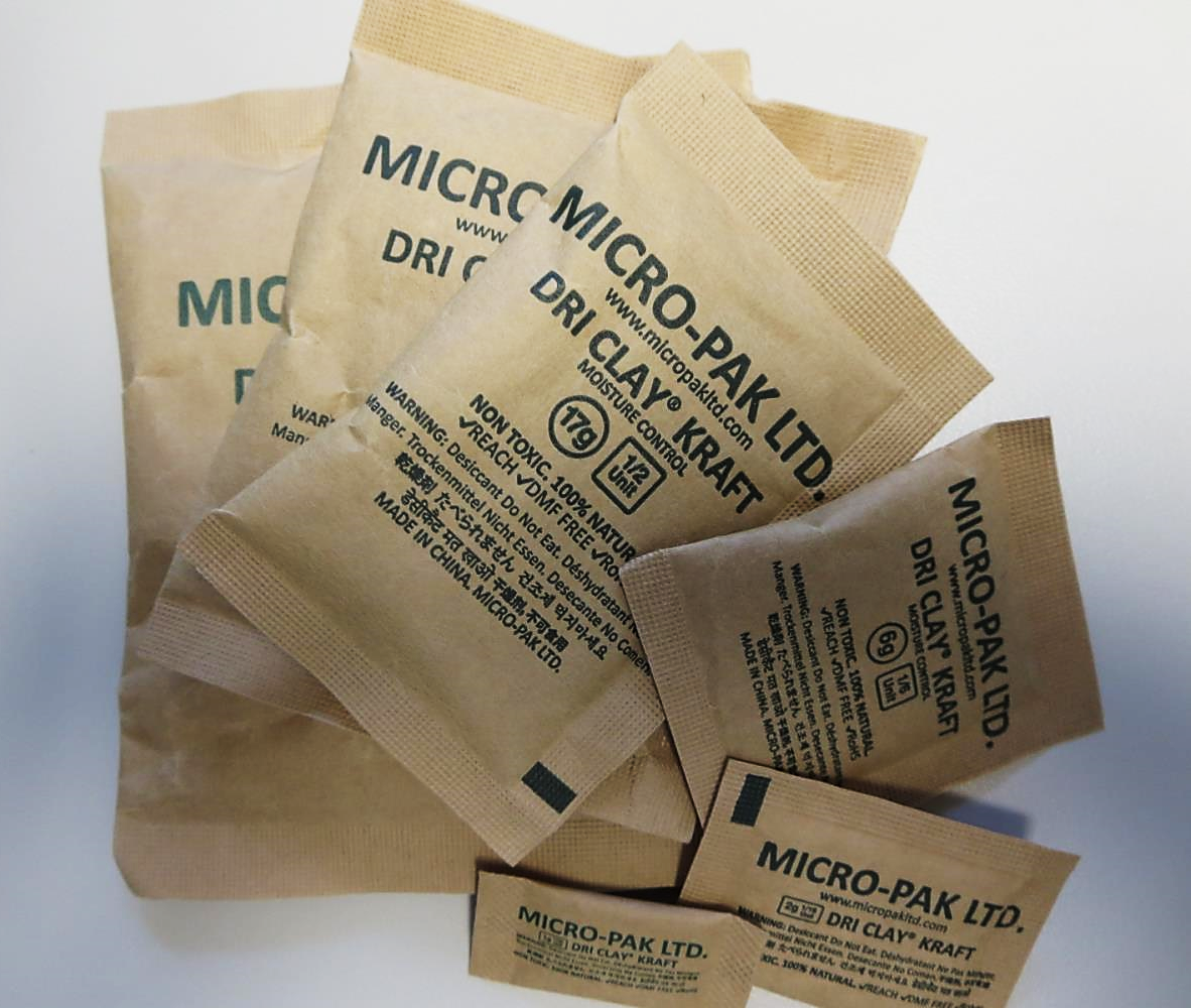 Micro-Pak® Dri Clay® Kraft All-Natural 2 Gram Clay Desiccant Packet is Biodegradable in Landfill and Outperforms Silica Gel & Calcium Chloride Moisture Absorbers