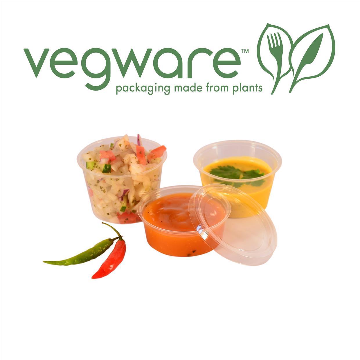 Vegware™ commercially compostable 1-oz Portion Cups are made from plant-based PLA and are independently certified to break down in 12 weeks. Use for small portions of any foods or liquids.